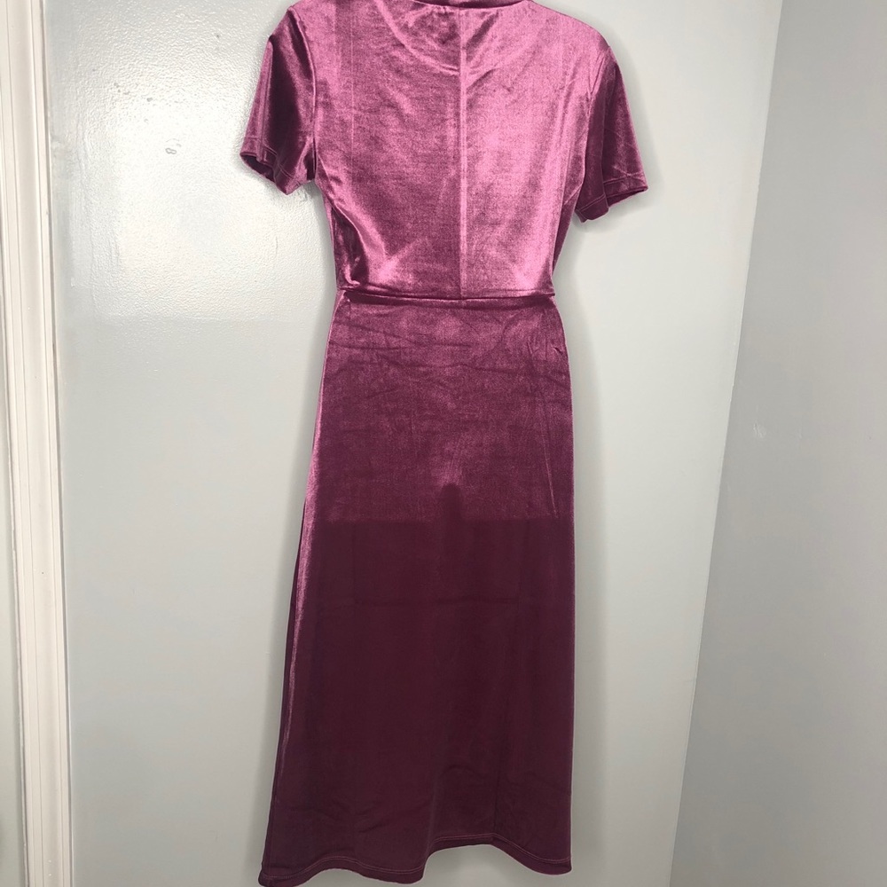 Zara pink velvet midi side slit dress M - Picture 8 of 9